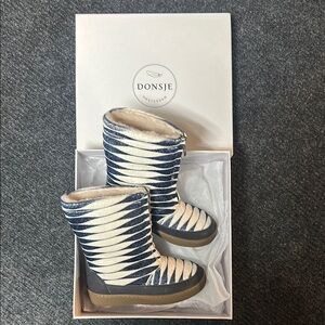 Donsje high end kids sheep wool lined cow hair boots